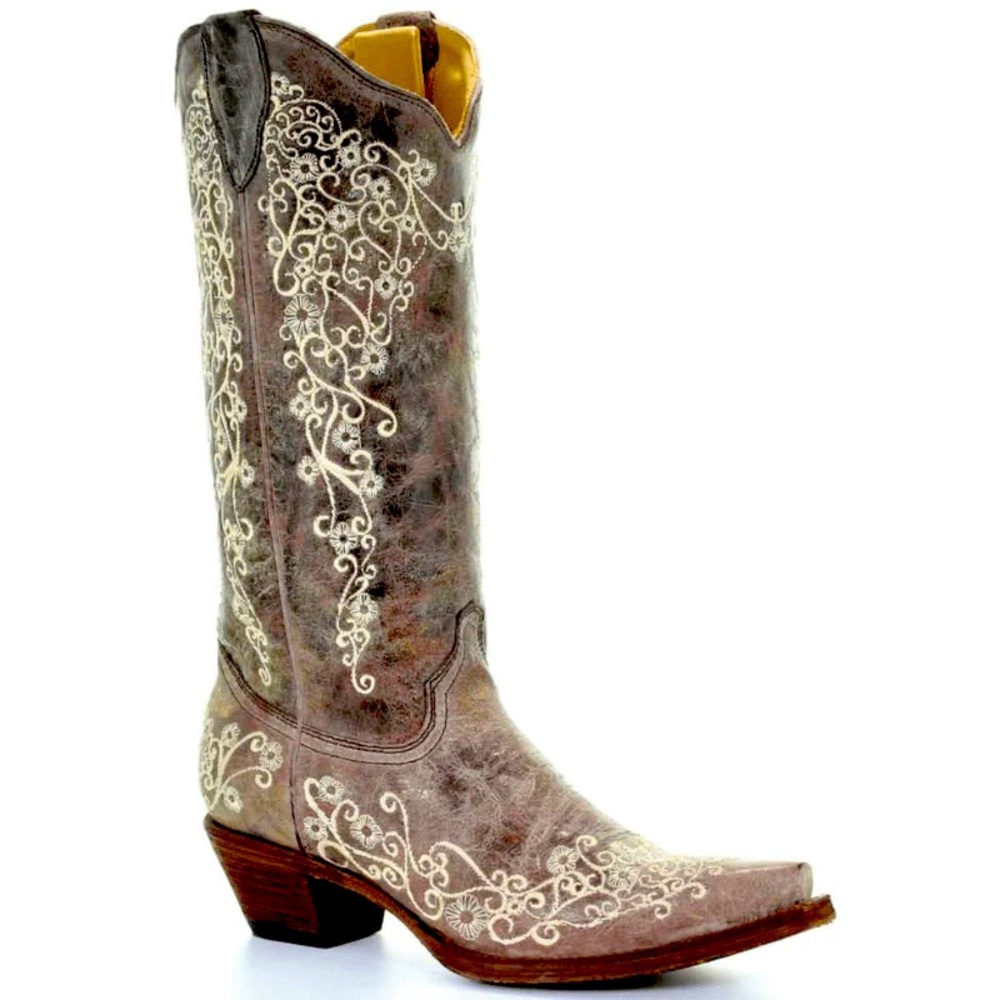 Corral Women’s Brown Embroidery Cowgirl Boots Sz7